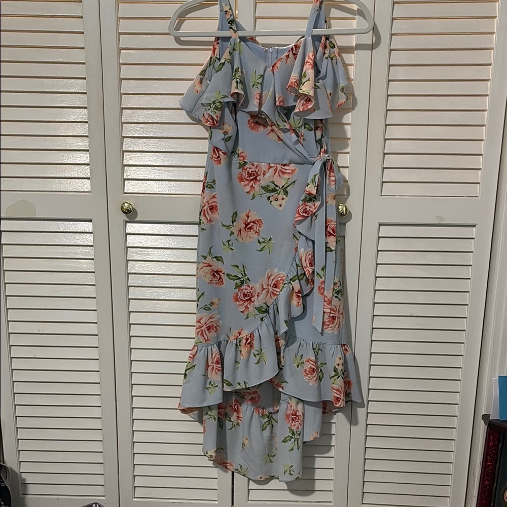 Rare Editions Blue and Pink Floral Dress